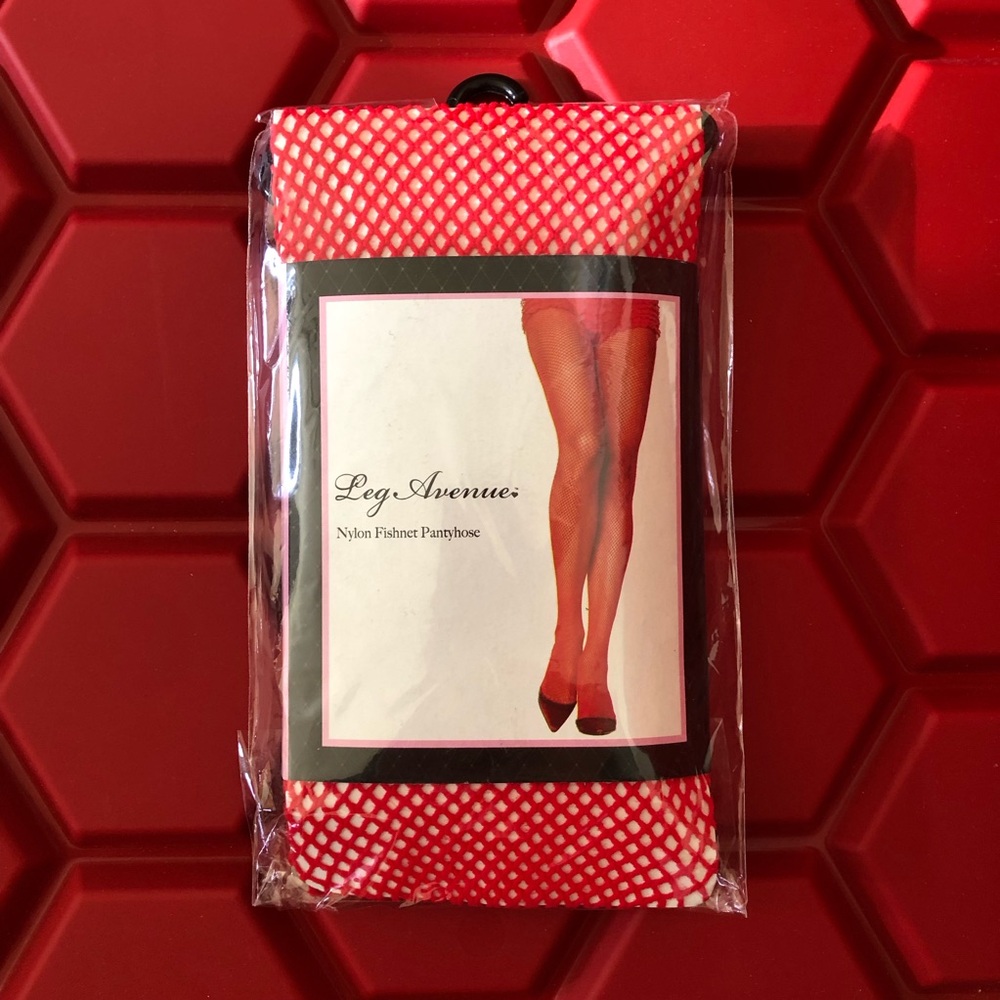 Leg Avenue Red Nylon Fishnet Pantyhose